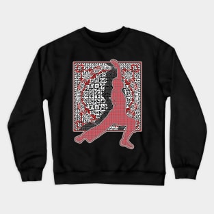 Yoga Pose In Red And Black Against A Sphere Crewneck Sweatshirt